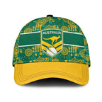 Australia Rugby Kangaroo Classic Cap Green Gold Aboriginal Dot Geometry