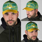 Australia Rugby Kangaroo Classic Cap Green Gold Aboriginal Dot Geometry