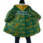 Australia Rugby Kangaroo Cloak Green Gold Aboriginal Dot Geometry