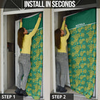 Australia Rugby Kangaroo Door Cover Green Gold Aboriginal Dot Geometry