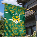 Australia Rugby Kangaroo Garden Flag Green Gold Aboriginal Dot Geometry