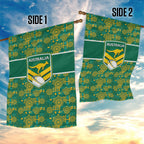 Australia Rugby Kangaroo Garden Flag Green Gold Aboriginal Dot Geometry