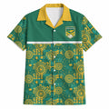 Australia Rugby Kangaroo Hawaiian Shirt Green Gold Aboriginal Dot Geometry
