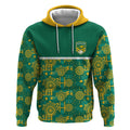 Australia Rugby Kangaroo Hoodie Green Gold Aboriginal Dot Geometry