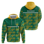 Australia Rugby Kangaroo Hoodie Green Gold Aboriginal Dot Geometry