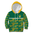 Australia Rugby Kangaroo Kid Hoodie Green Gold Aboriginal Dot Geometry