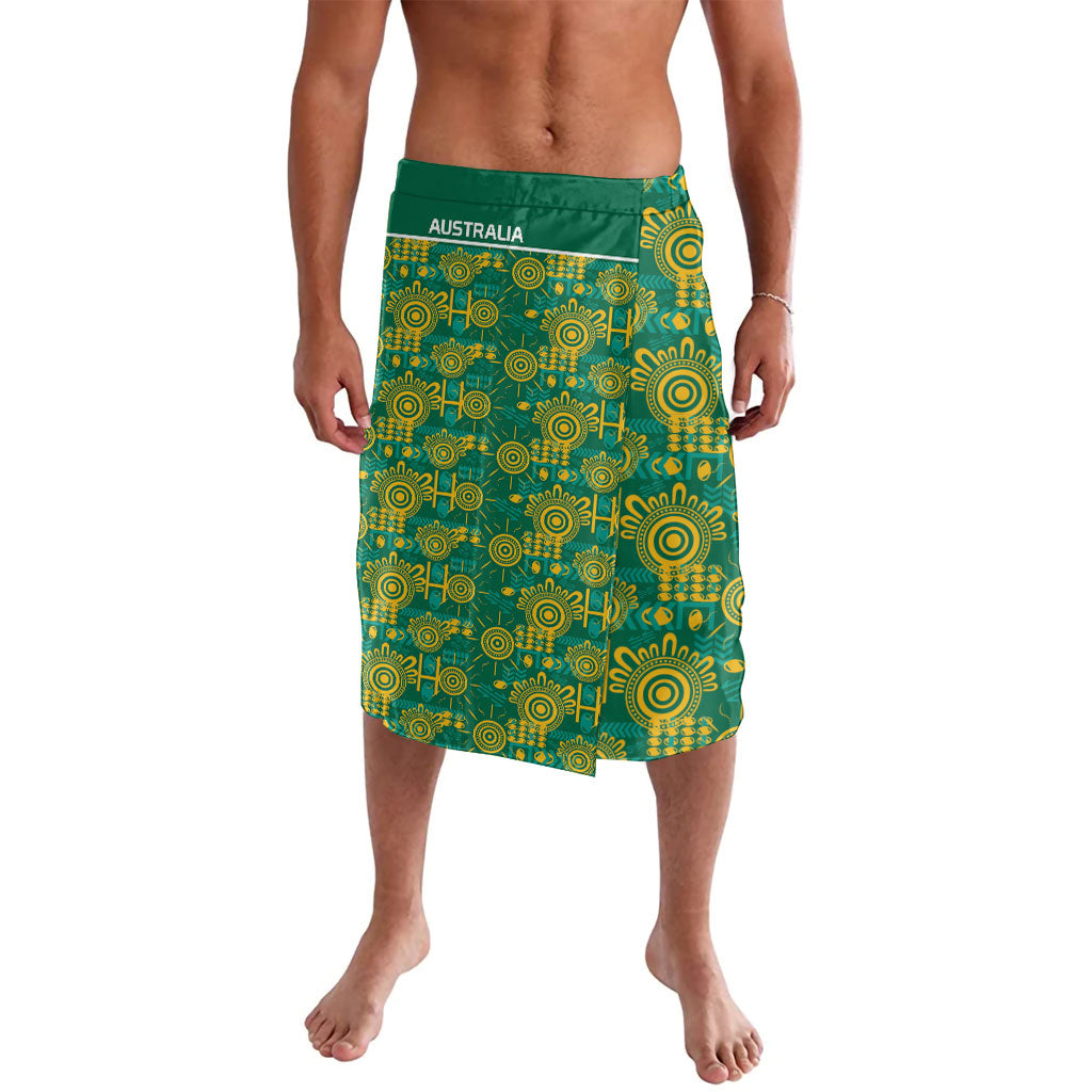 Australia Rugby Kangaroo Lavalava Green Gold Aboriginal Dot Geometry