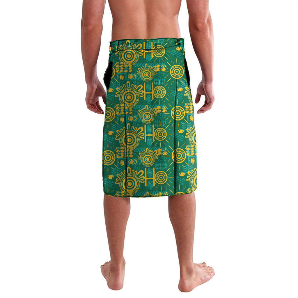 Australia Rugby Kangaroo Lavalava Green Gold Aboriginal Dot Geometry