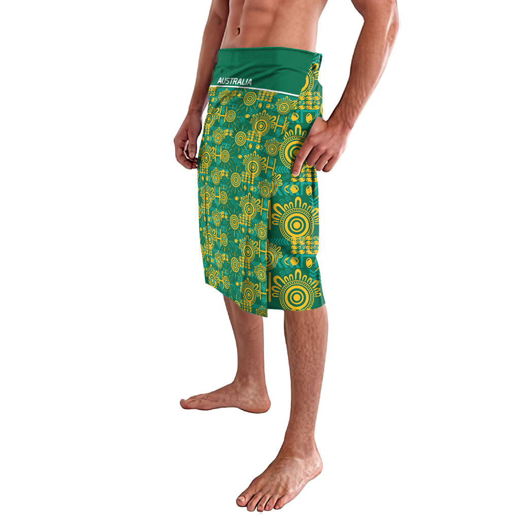 Australia Rugby Kangaroo Lavalava Green Gold Aboriginal Dot Geometry