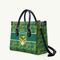 Australia Rugby Kangaroo Leather Bag Green Gold Aboriginal Dot Geometry