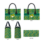 Australia Rugby Kangaroo Leather Bag Green Gold Aboriginal Dot Geometry