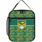Australia Rugby Kangaroo Lunch Bag Green Gold Aboriginal Dot Geometry