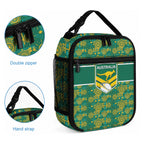 Australia Rugby Kangaroo Lunch Bag Green Gold Aboriginal Dot Geometry