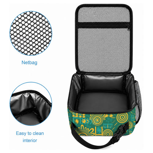 Australia Rugby Kangaroo Lunch Bag Green Gold Aboriginal Dot Geometry