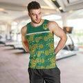 Australia Rugby Kangaroo Men Tank Top Green Gold Aboriginal Dot Geometry