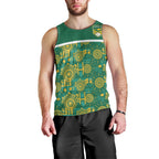 Australia Rugby Kangaroo Men Tank Top Green Gold Aboriginal Dot Geometry