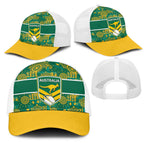Australia Rugby Kangaroo Mesh Trucker Cap Green Gold Aboriginal Dot Geometry