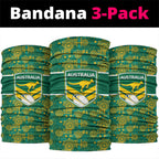 Australia Rugby Kangaroo Neck Gaiter Green Gold Aboriginal Dot Geometry