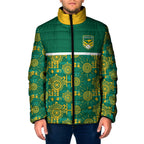 Australia Rugby Kangaroo Padded Jacket Green Gold Aboriginal Dot Geometry