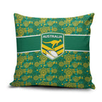 Australia Rugby Kangaroo Pillow Cover Green Gold Aboriginal Dot Geometry