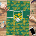 Australia Rugby Kangaroo Puzzle Green Gold Aboriginal Dot Geometry