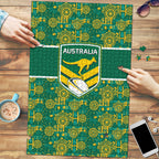 Australia Rugby Kangaroo Puzzle Green Gold Aboriginal Dot Geometry