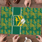 Australia Rugby Kangaroo Puzzle Green Gold Aboriginal Dot Geometry