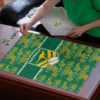 Australia Rugby Kangaroo Puzzle Green Gold Aboriginal Dot Geometry