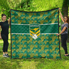 Australia Rugby Kangaroo Quilt Green Gold Aboriginal Dot Geometry