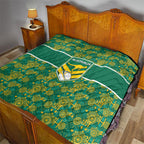 Australia Rugby Kangaroo Quilt Green Gold Aboriginal Dot Geometry