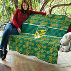 Australia Rugby Kangaroo Quilt Green Gold Aboriginal Dot Geometry
