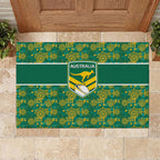 Australia Rugby Kangaroo Rubber Doormat Green Gold Aboriginal Dot Geometry