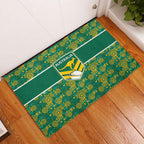 Australia Rugby Kangaroo Rubber Doormat Green Gold Aboriginal Dot Geometry