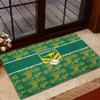 Australia Rugby Kangaroo Rubber Doormat Green Gold Aboriginal Dot Geometry