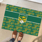 Australia Rugby Kangaroo Rubber Doormat Green Gold Aboriginal Dot Geometry