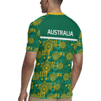 Australia Rugby Kangaroo Rugby Jersey Green Gold Aboriginal Dot Geometry