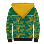 Australia Rugby Kangaroo Sherpa Hoodie Green Gold Aboriginal Dot Geometry