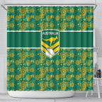Australia Rugby Kangaroo Shower Curtain Green Gold Aboriginal Dot Geometry