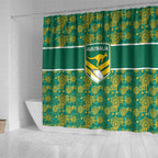Australia Rugby Kangaroo Shower Curtain Green Gold Aboriginal Dot Geometry