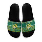 Australia Rugby Kangaroo Slide Sandals Green Gold Aboriginal Dot Geometry