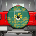Australia Rugby Kangaroo Spare Tire Cover Green Gold Aboriginal Dot Geometry