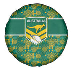 Australia Rugby Kangaroo Spare Tire Cover Green Gold Aboriginal Dot Geometry