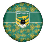 Australia Rugby Kangaroo Spare Tire Cover Green Gold Aboriginal Dot Geometry