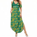 Australia Rugby Kangaroo Summer Maxi Dress Green Gold Aboriginal Dot Geometry