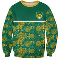 Australia Rugby Kangaroo Sweatshirt Green Gold Aboriginal Dot Geometry
