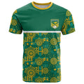 Australia Rugby Kangaroo T Shirt Green Gold Aboriginal Dot Geometry