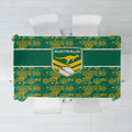 Australia Rugby Kangaroo Tablecloth Green Gold Aboriginal Dot Geometry