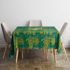 Australia Rugby Kangaroo Tablecloth Green Gold Aboriginal Dot Geometry