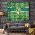Australia Rugby Kangaroo Tapestry Green Gold Aboriginal Dot Geometry