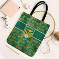 Australia Rugby Kangaroo Tote Bag Green Gold Aboriginal Dot Geometry
